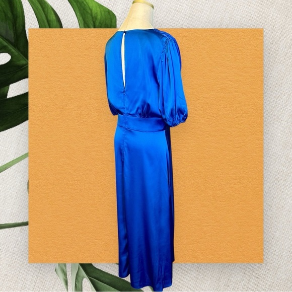 NWT Alexia Admor ‘Nola’ Puff Sleeve Fit & Flare Dress in “Lapis” Blue Size 10 - Picture 12 of 16